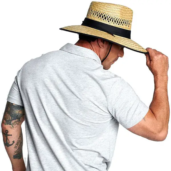 Wide brim natural straw surfer hat