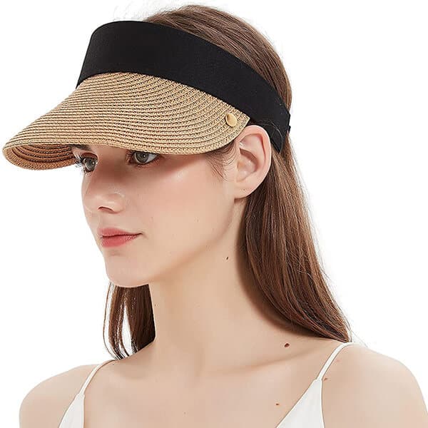 Foldable straw visor for women