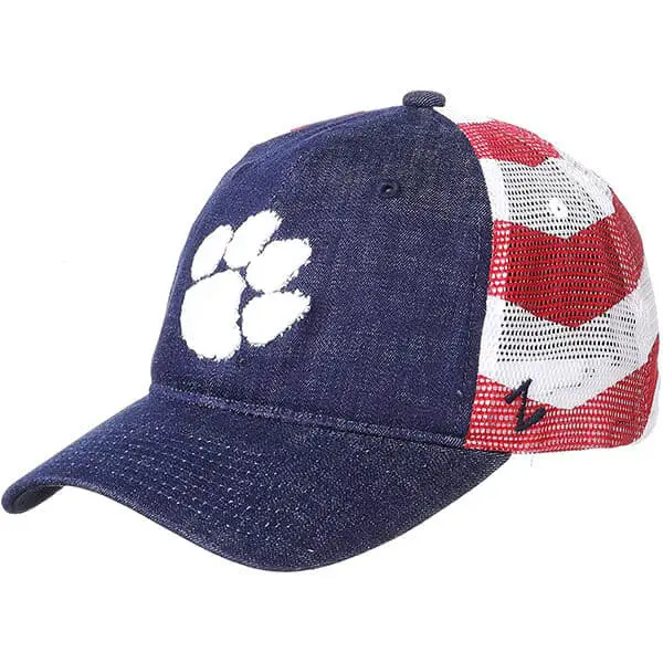 Red white and blue anthem trucker cap