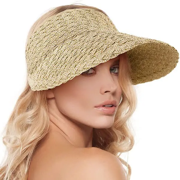 Braided women's straw visor hat