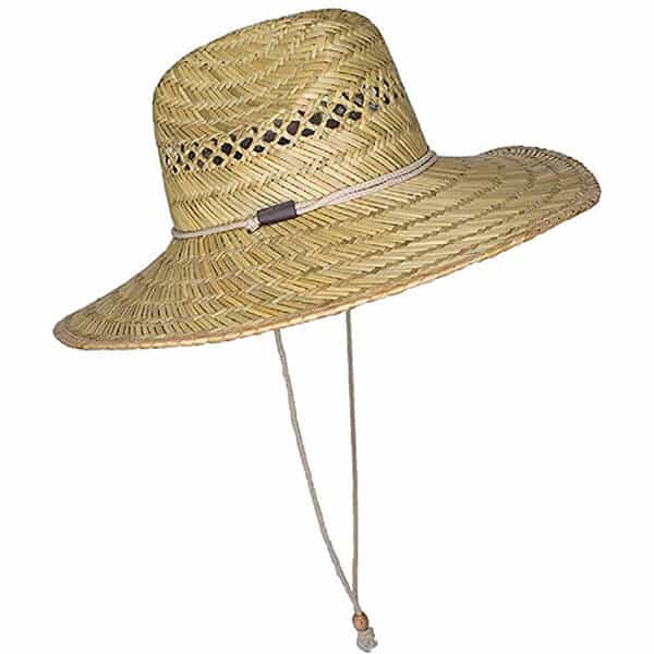 Men's straw surfer hat with chin cord
