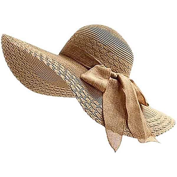 Simple wide-brimmed floppy straw hat