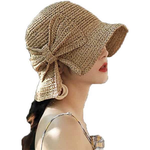 Modern straw hat with bow knot