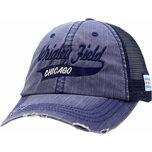 Wrigley field embroidered denim trucker cap
