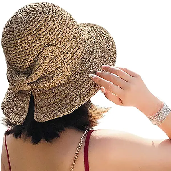 Foldable wide brim straw beach hat