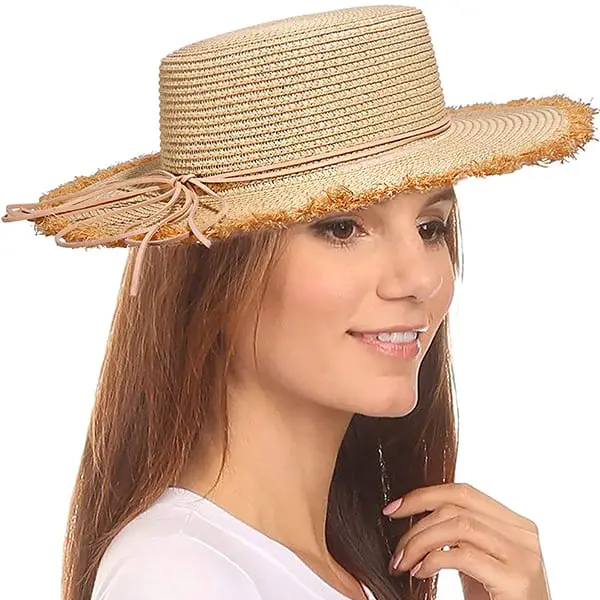 Beach hat with bow knot fringed
