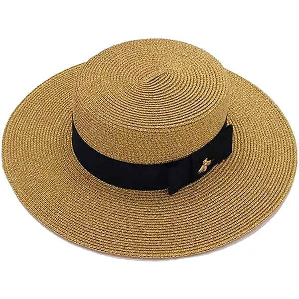 New retro gold woven straw hat
