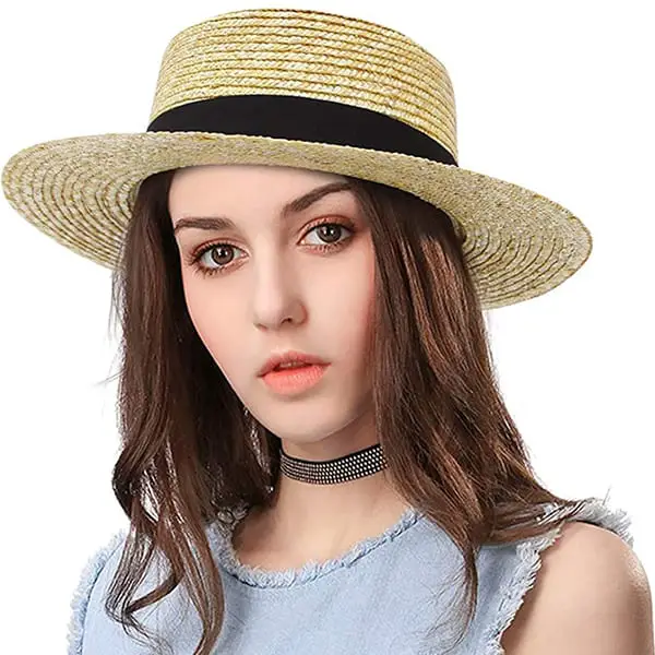 Flat top panama boater straw hat