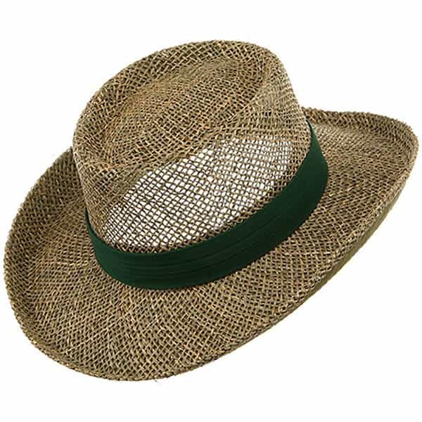 Gambler straw hat with navy band