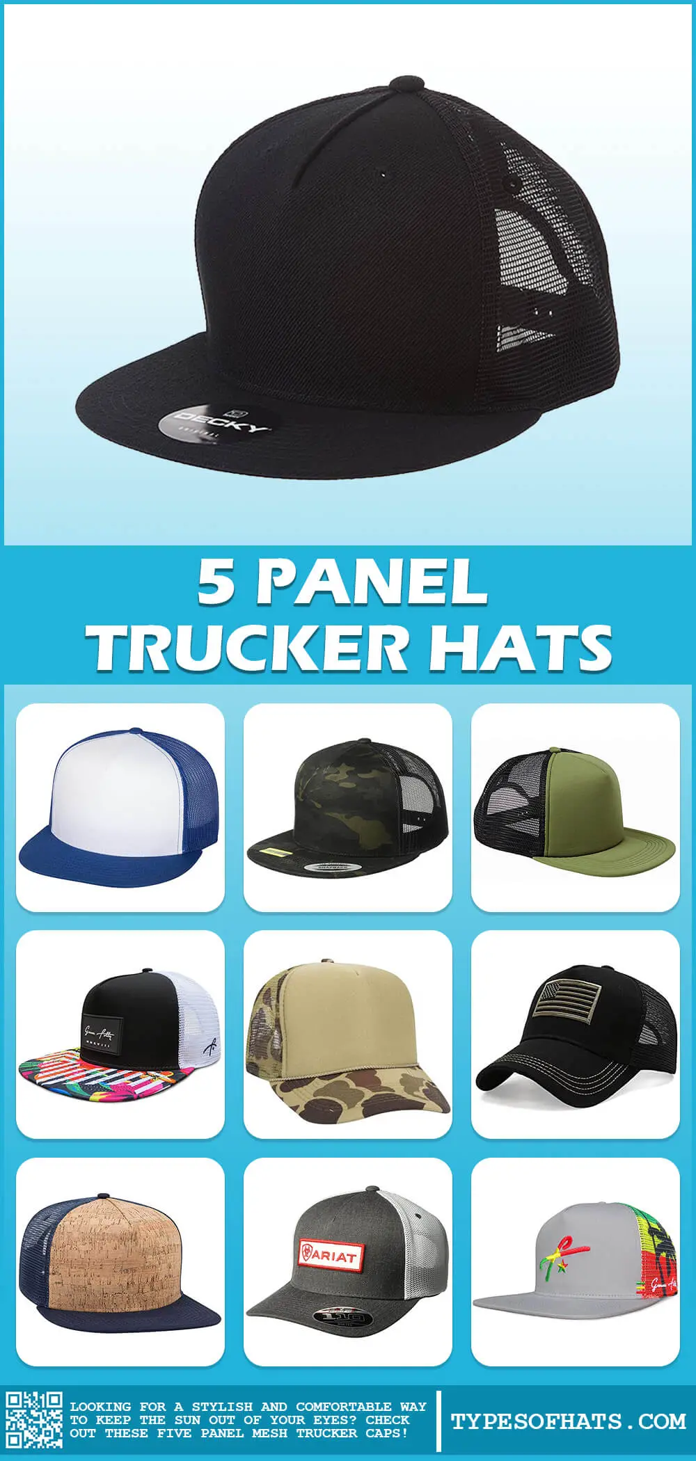 5 panel trucker hats