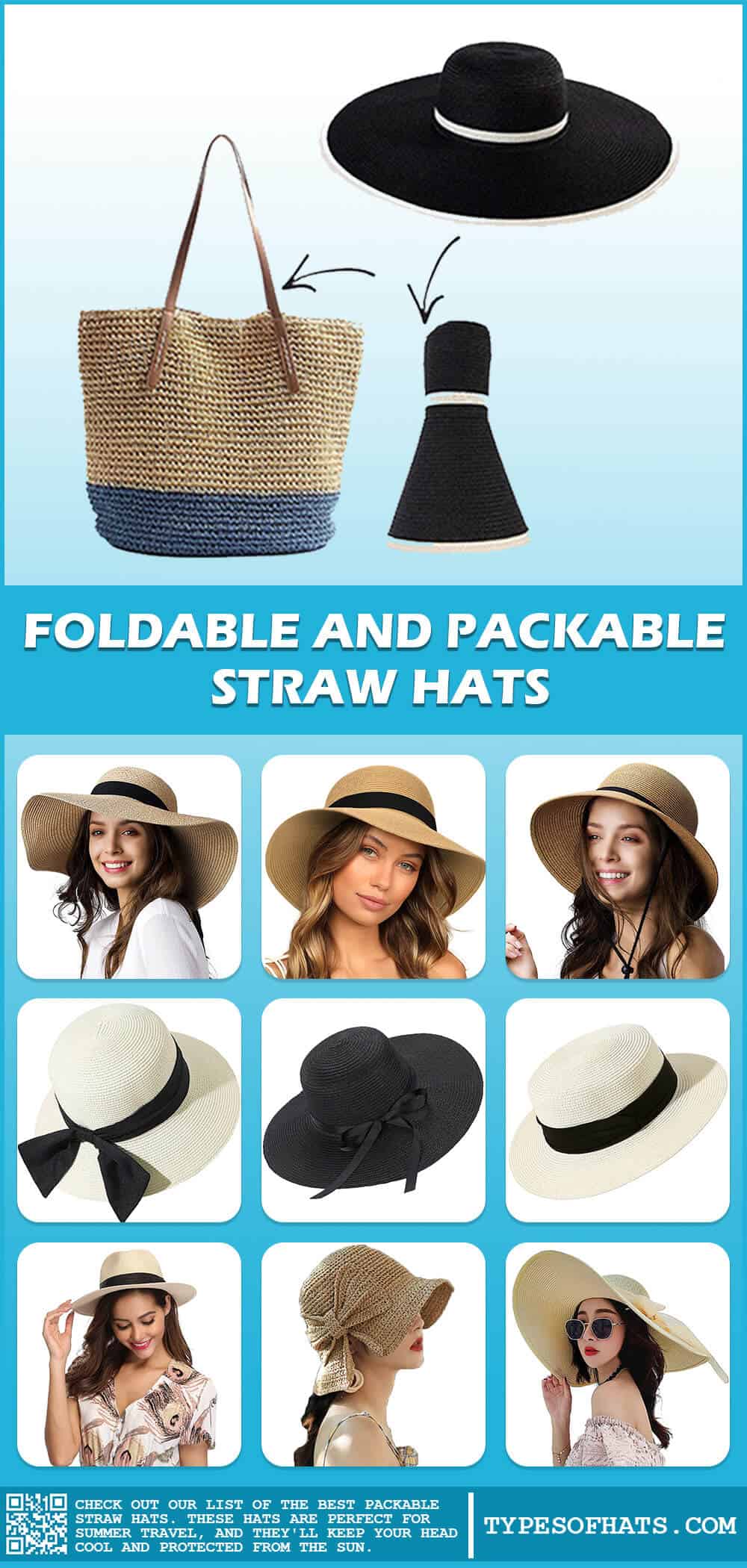 foldable packable straw hats