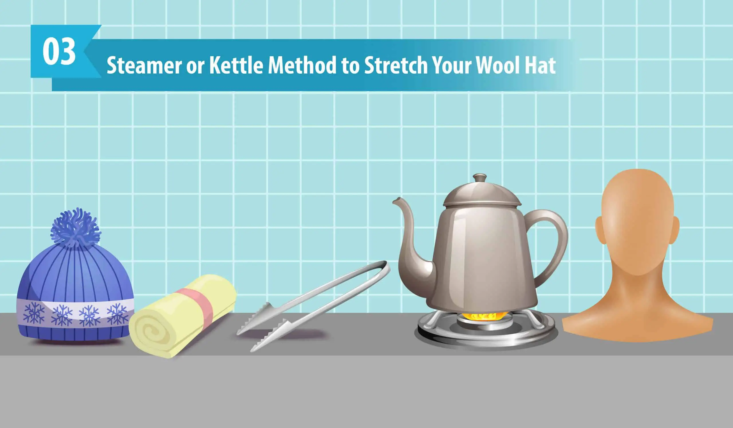 steamer or kettle method to stretch wool hat